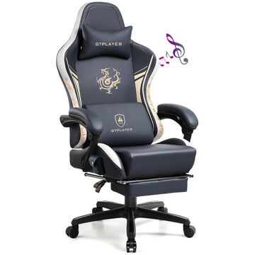 Gaming Chair with Bluetooth Speakers and Footrest, Dragon Series Video Game Chair, Heavy Duty, Ergonomic, Esports