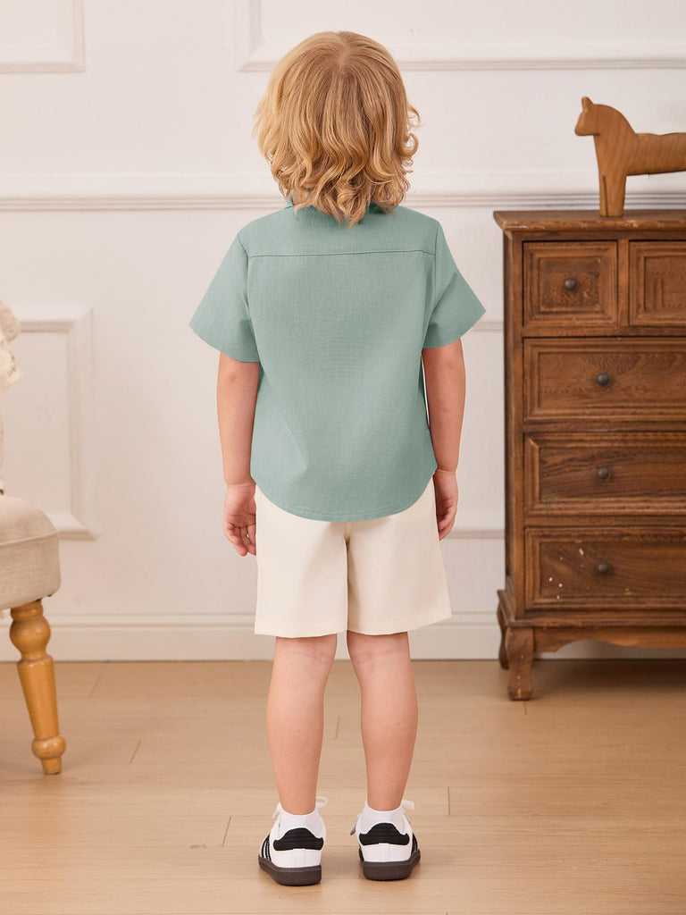 Toddler Baby Boy Short Sleeve Button Down Shirt Kid Dress Shirt