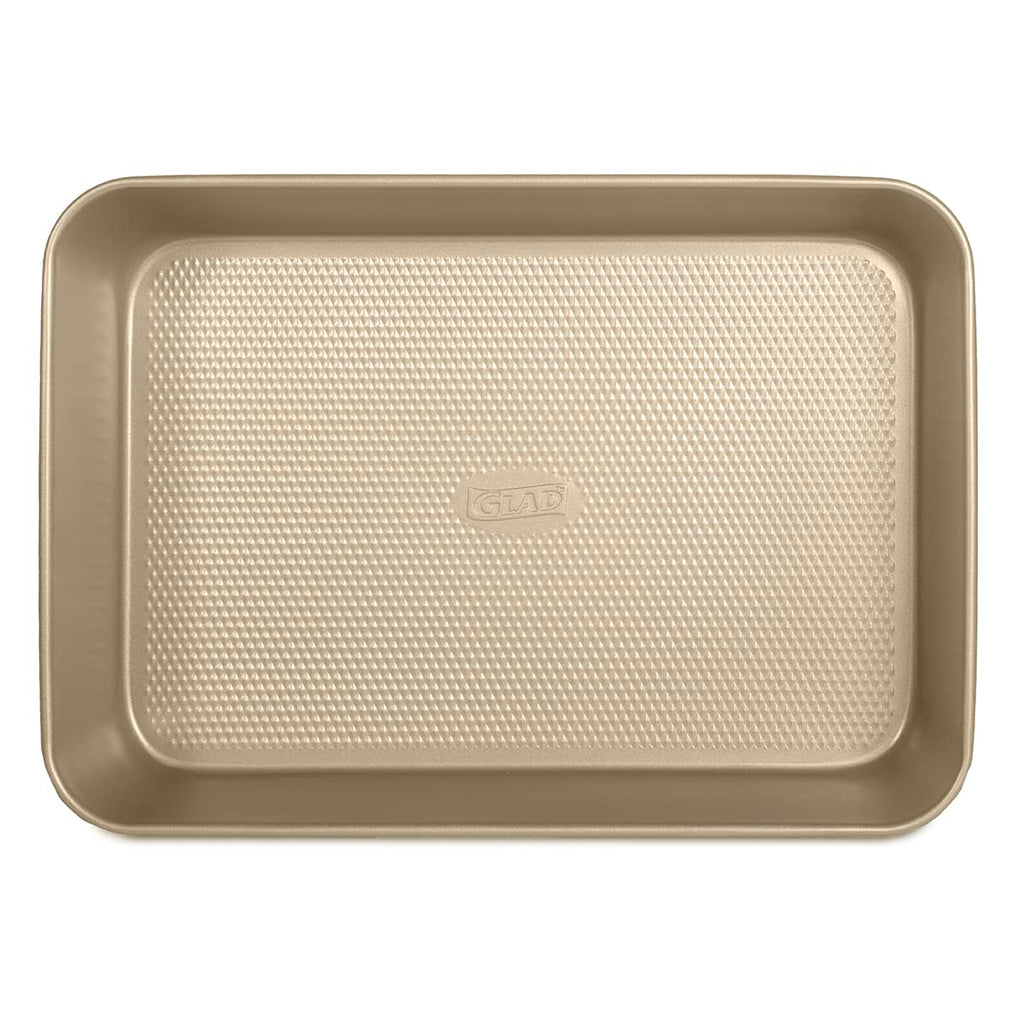 Baking Pan Nonstick - Oblong Metal Dish for Cake and Lasagna - Heavy Duty Carbon Steel Bakeware, Large