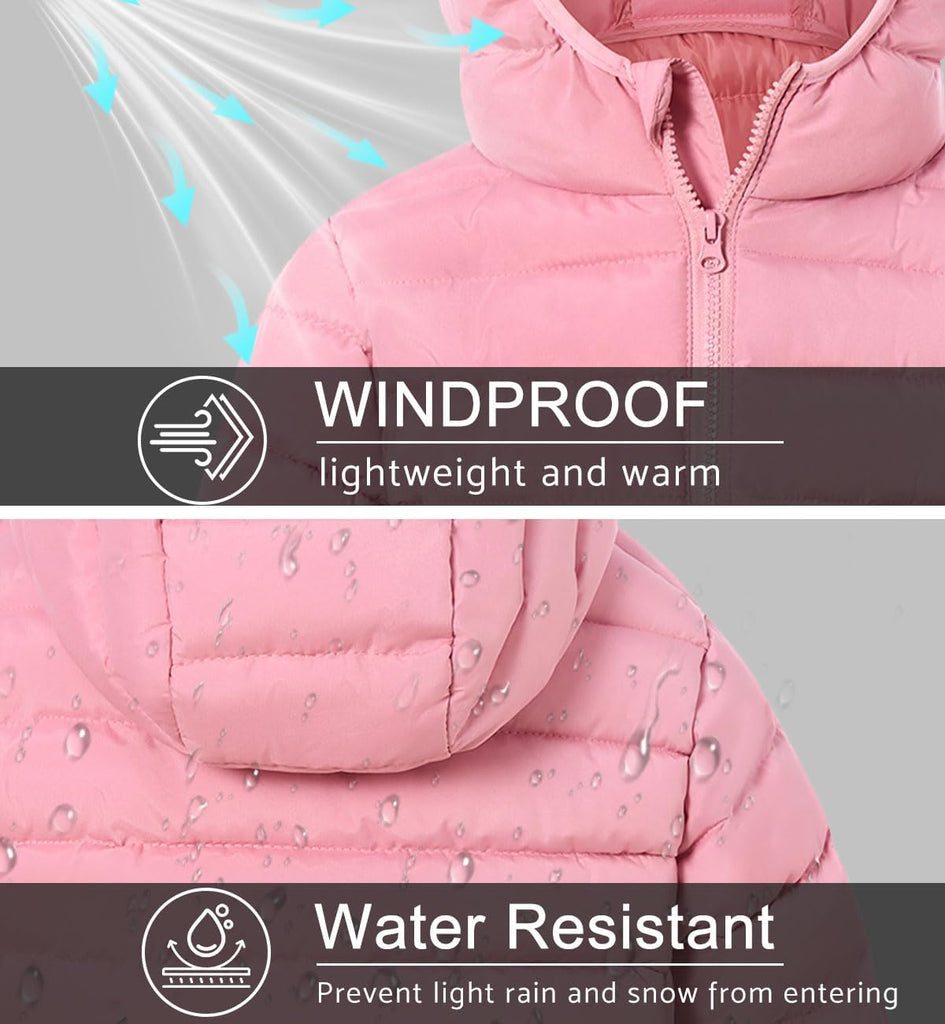 Girls Winter Coat Lightweight Long Hooded Puffer Jacket