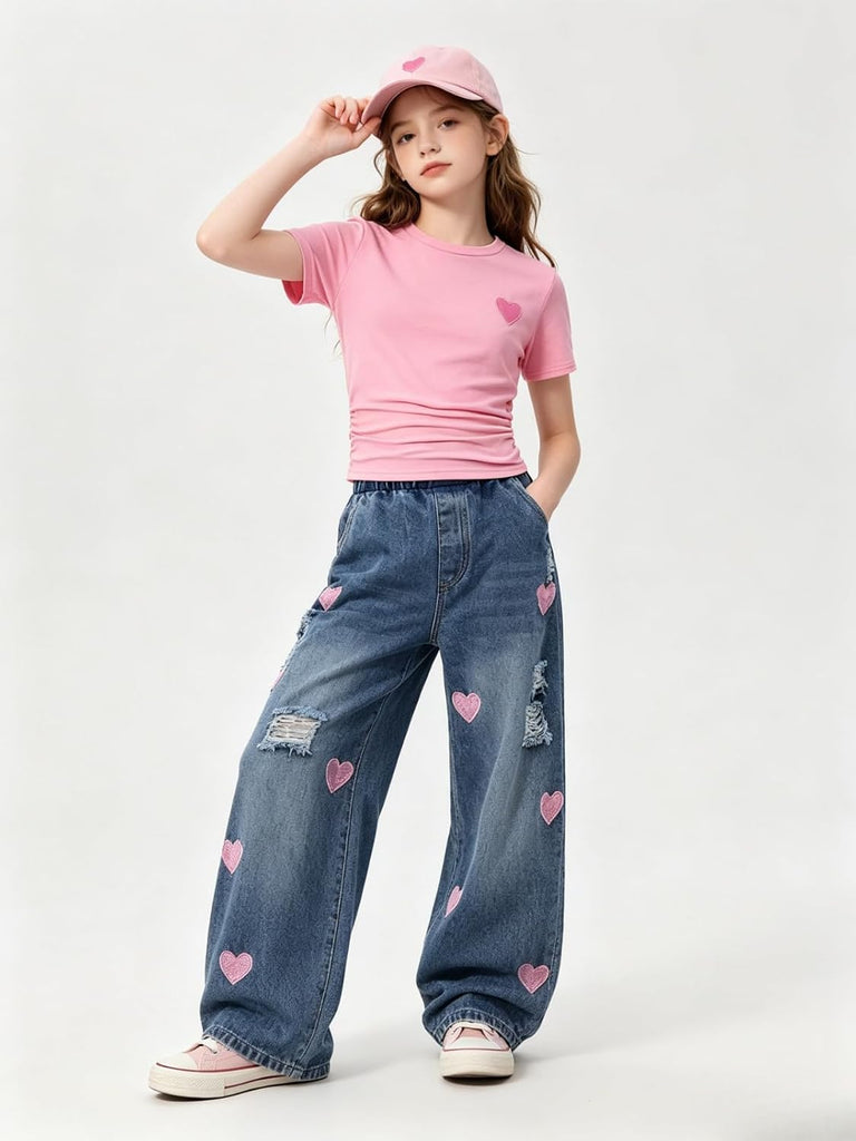 Outfits 2 PCS Short Sleeve Top Jeans Pants Clothes