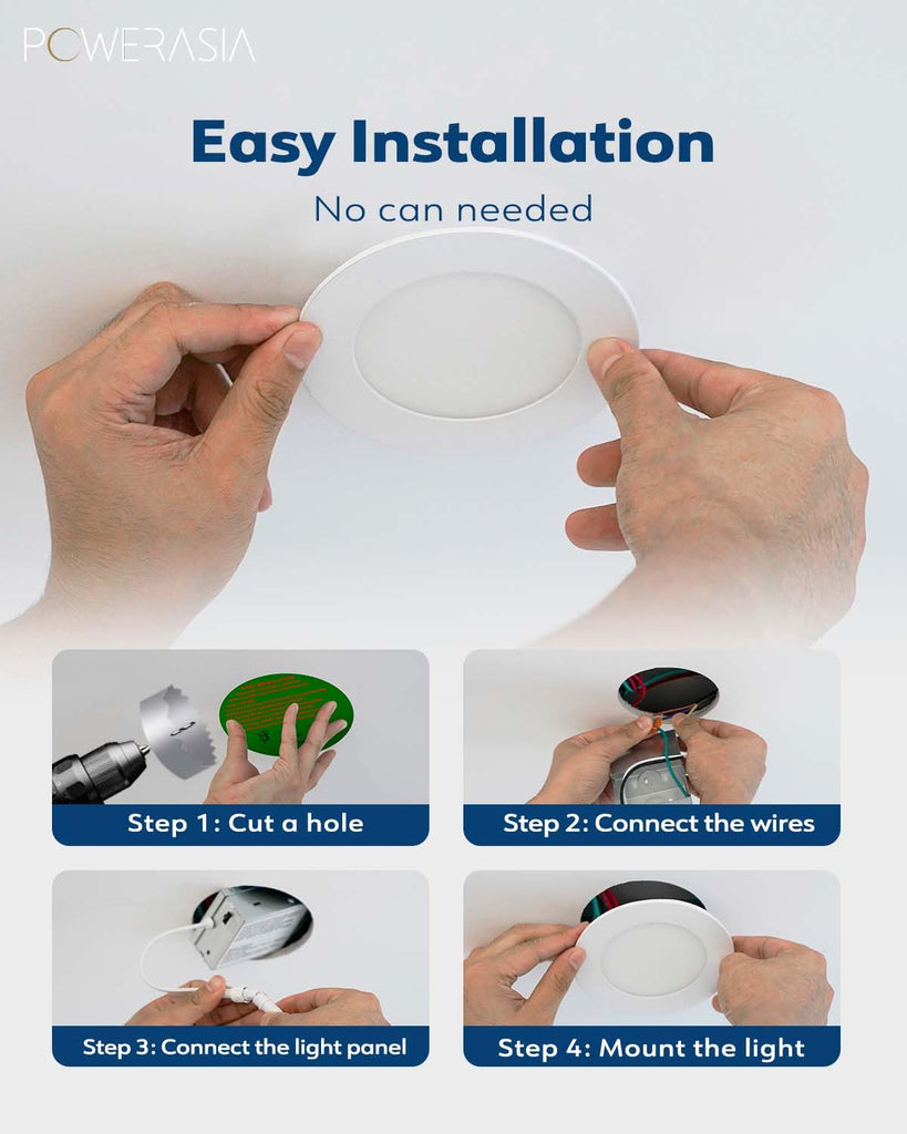 2 Pack 7 Inch LED Recessed Lighting, 5CCT Canless Wafer, White