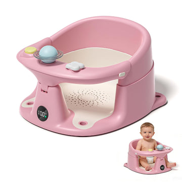Bath Seat for Babies 6 Months & up with Thermometer, Non-Slip Toddler Bath Seats for Sitting Up, Safe Infant &