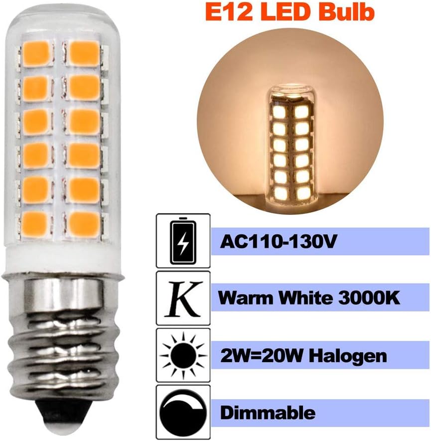E12 Appliance Bulb 2W 3000K 10W-20W Equivalent
