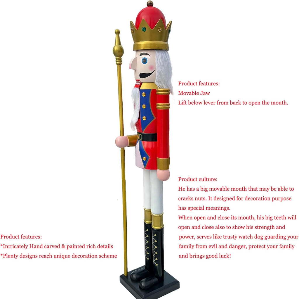 5 Feet Tall Life Size Large Christmas Wooden Nutcracker King Red and Blue BK20