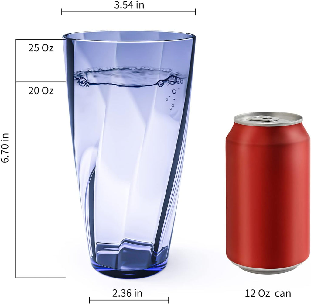 Unbreakable Plastic Cups Plastic Highball Drinking Glasses Tumbler, Large Water Tumbler Set (Set Of 6, 25 Oz)
