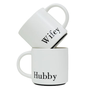 Wedding Gifts for Couples, Ceramic Mug Set, Mr and Mrs Gift, Ideal Gift for Bridal Shower (Hubby & Wifey)