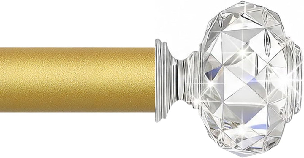 Gold Decorative Crystal Curtain Rods: Heavy Duty Adjustable Window Curtain Rods for Bedroom Living Room