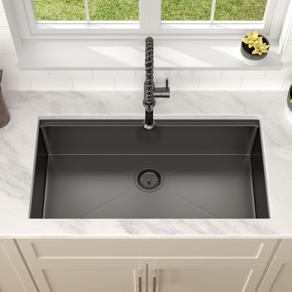 33"x19" Gunmetal Black Undermount Workstation