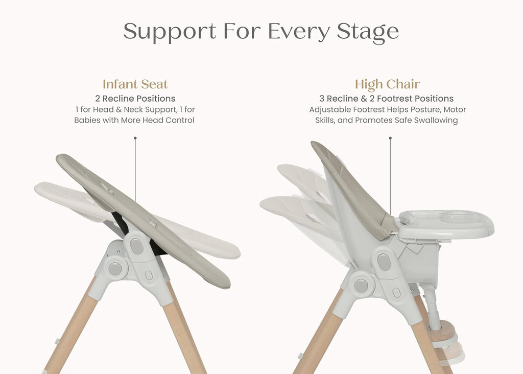 Duet 2-in-1 High Chair and Infant Seat - Dishwasher Safe Meal Tray - FSC-Certified Wood, Taupe