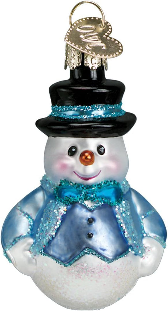 Mini Snowman Set Glass Blown Ornament for Christmas Tree, Handcrafted Holiday Decoration, Set Collection