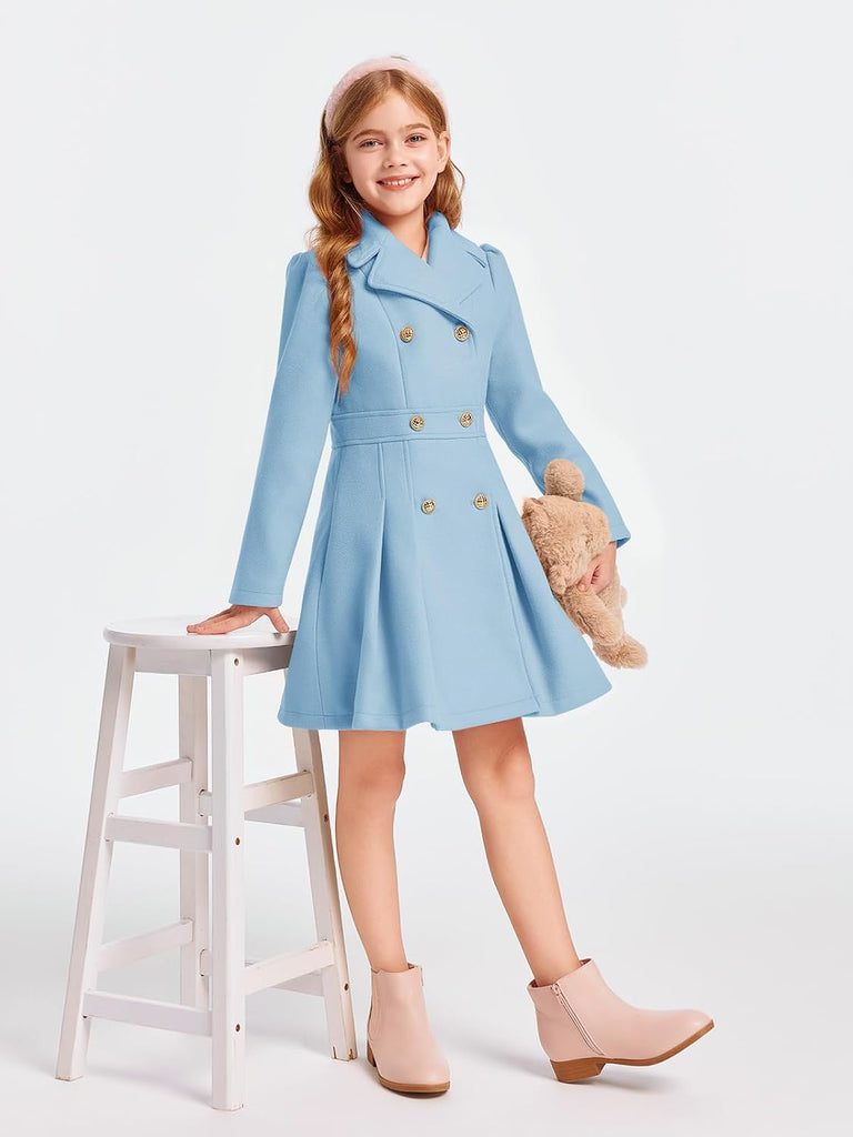 Girls Winter Dress Coat Butron Peacoat Double Breasted Ourwear
