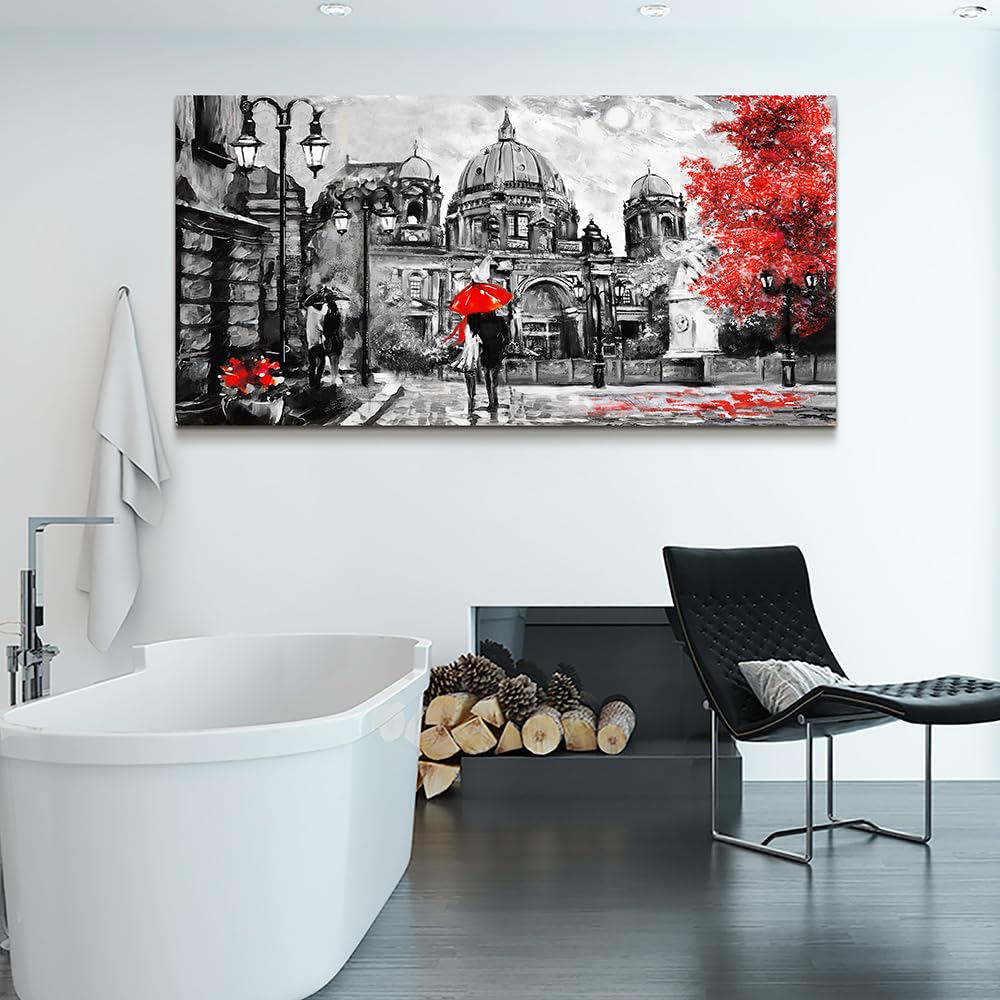 Wall Wall Decor Office Decoration Black And White Street Scene Watercolor Wall Painting Romantic Lover Canvas Print