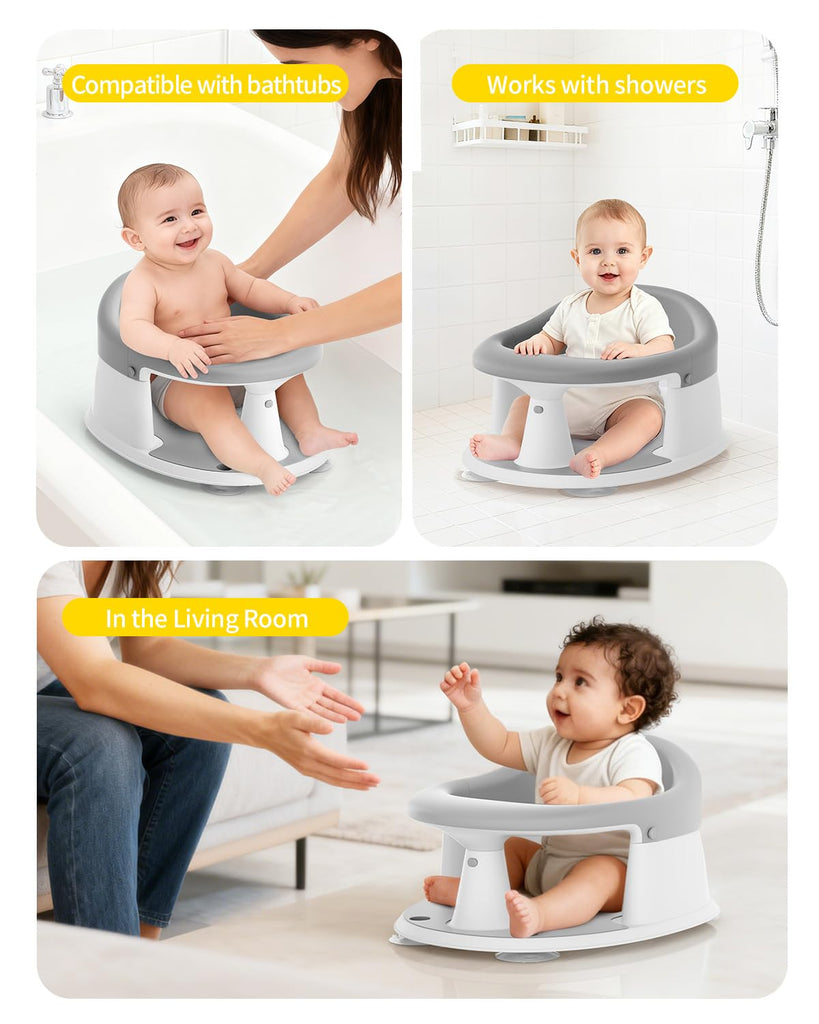 Bath Seat for Babies 6 Months & Up, Bath Seats for Babies Sitting Up, Open Design, Non-Slip, Compact Toddler Bath
