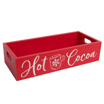 Hot Cocoa Bar Wood Coffee Storage Box- Hot Cocoa Decorative Christmas Cute Wood Storage Bins- Decorative Open Holder