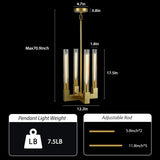 4-Light Chandelier,Glass Tube Brass Pendant Lights Kitchen Island,Modern Farmhouse Pendant Light,Gold Kitchen Pendant Lighting Over Island,Indoor Chandeliers for Dining Room,Bedroom,Entryway A114-B0DNJZYZ98