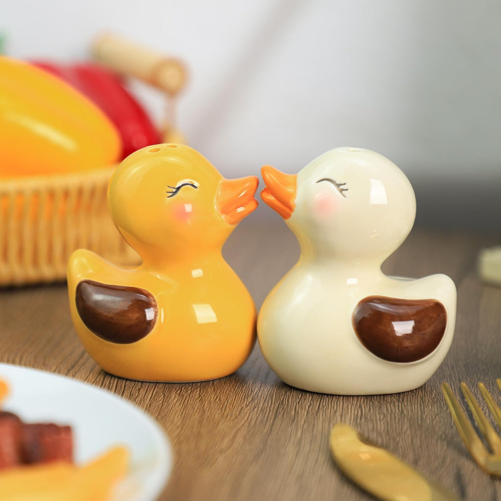 Ceramic Duck Shape Salt & Pepper Shakers Set, Hand-Painted Cute Duck Salt and Pepper Shakers, Set - Set of 2