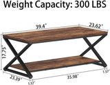 Wood Coffee Table with Storage, Farmhouse Rustic Brown Coffee Table, Modern Minimalist 2 Tier Center Table