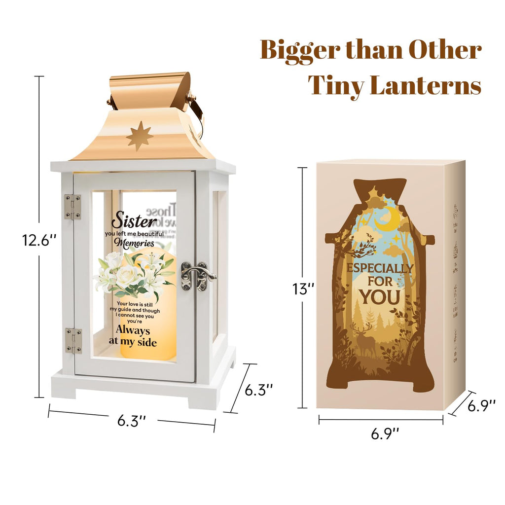Memorial Gift for Loss of Sister Memorial Lantern Sympathy, Remembrance, Bereavement Gifts for Loss of Sister with LED