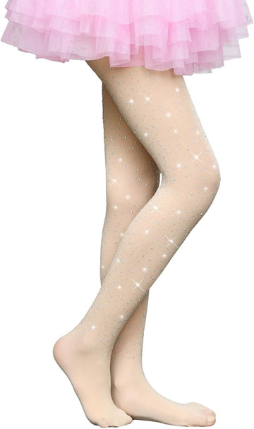 Girls Sparkle Rhinestone Tights Ultra-Soft Footed Dance Stockings Cospaly Accessories