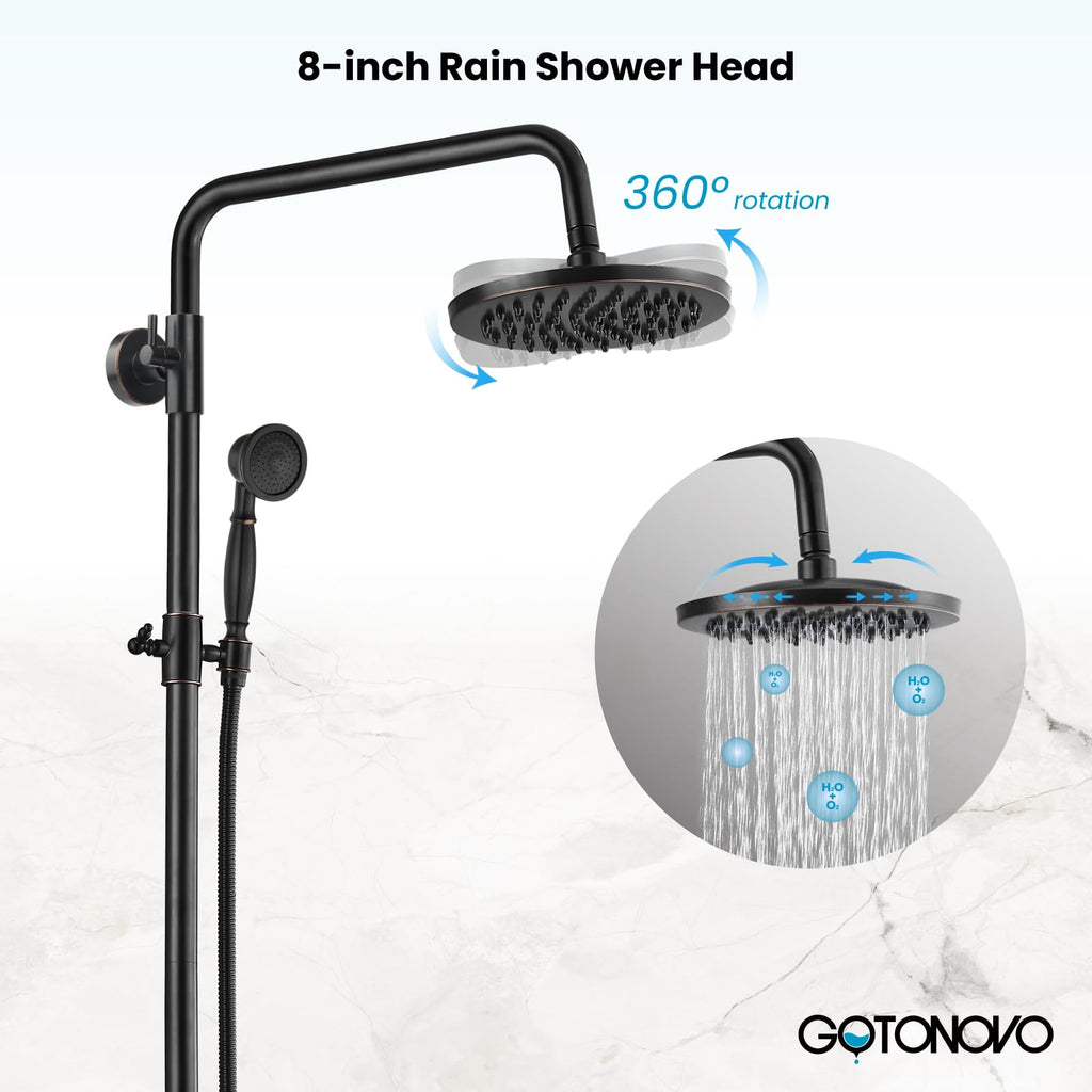 Exposed Shower System 8'' Head with Handheld Oil Rubbed Bronze