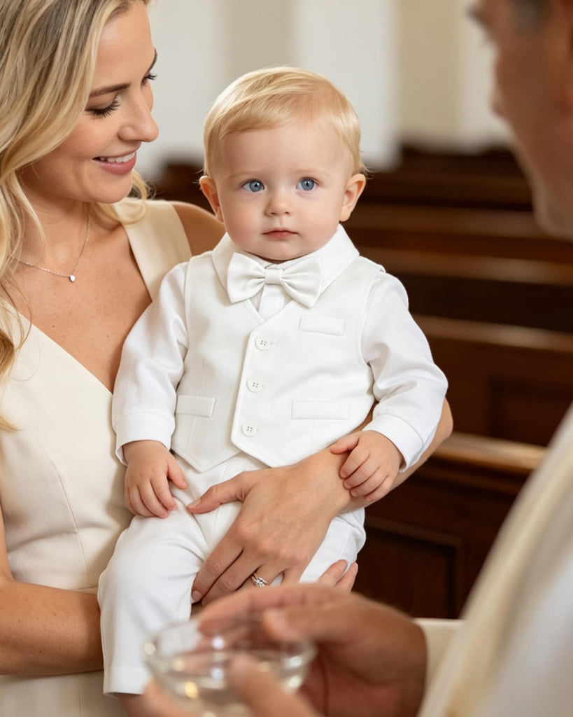 Baby Boy Suit Set Infant Tuxedo Formal Outfit Ivory White