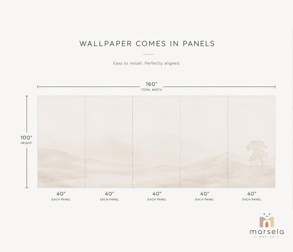 Woodland Nursery Wall Murals: Watercolor Forest Wallpaper | Nature Landscape Theme, Peel & Stick or Traditional