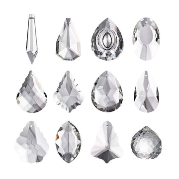 Pack of 12 Clear Crystal Chandelier Lamp Lighting Drops Pendants Balls Prisms Hanging Glass Prisms Parts Suncatcher