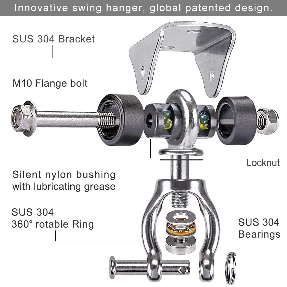 Silent Swing Hanger Heavy Duty Bearing Swing Hooks 2 Pack