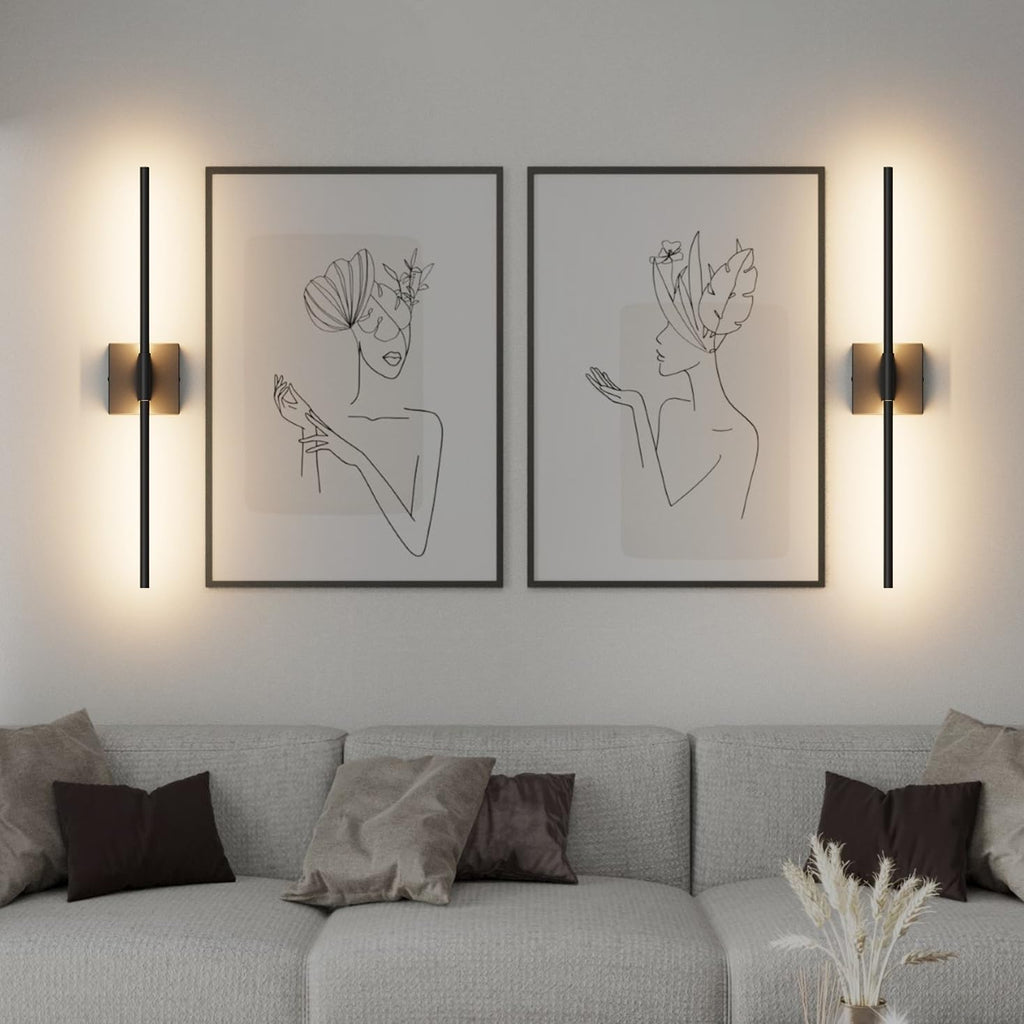 28In Hardwired Black Wall Sconce Modern Vantiy Light LED Bathroom Light Fixtures Over Mirror 3000K 360° Rotatable