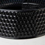 Black Crystal Vessel Sink with Faucet and Drain Set 16 Inch Round Tempered Glass Basin Bowl Diamond Shaped Bathroom