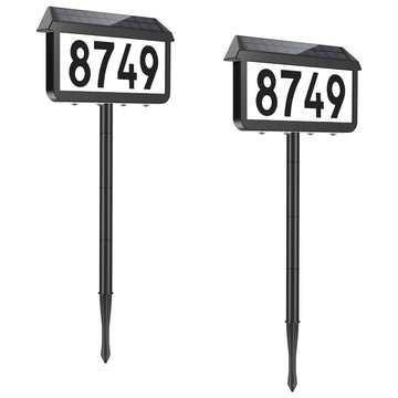 Solar Powered Address Signs, Solar House Numbers 3-Light Modes