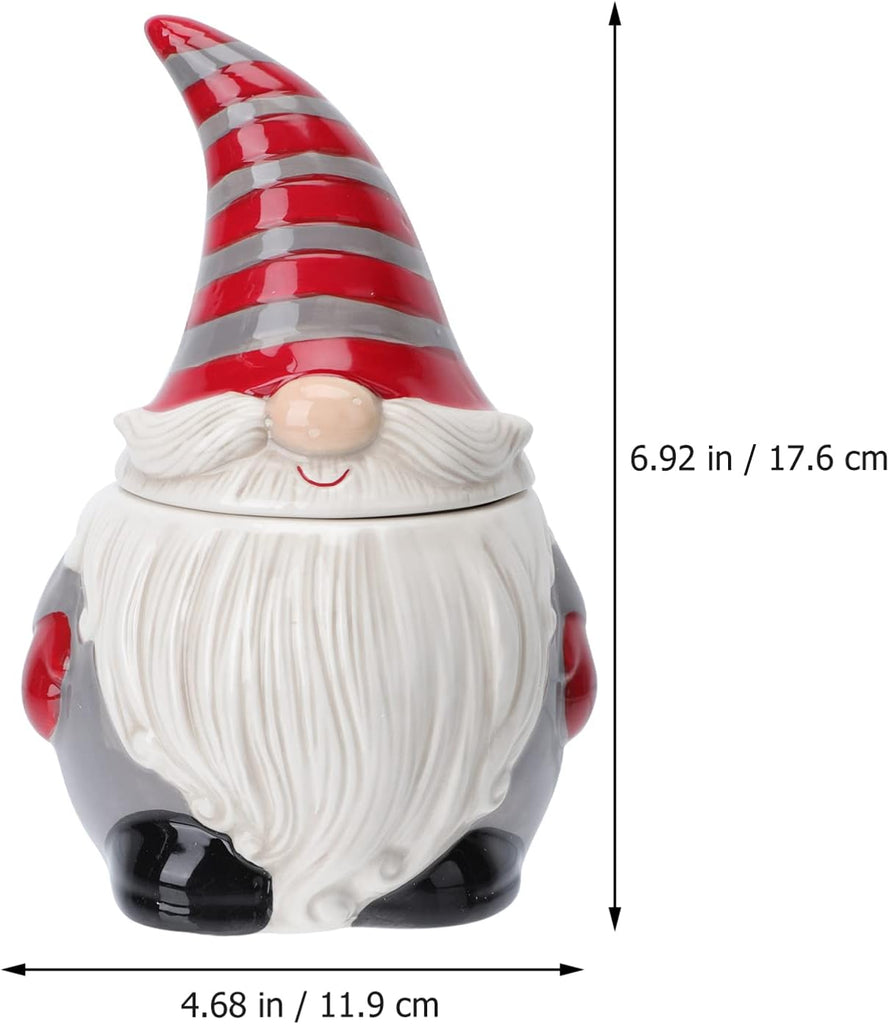 Ceramic Gnome Cookie Jar, Ceramic Christmas Candy Cookie Jar with Lid, for Christmas Decoration, Living Room