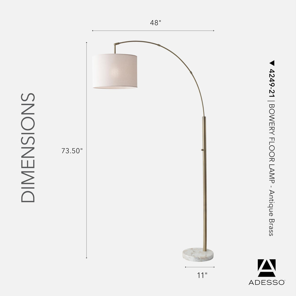 Floor Lamp, Marble & Off-White Linen, Adjustable, 73.5"