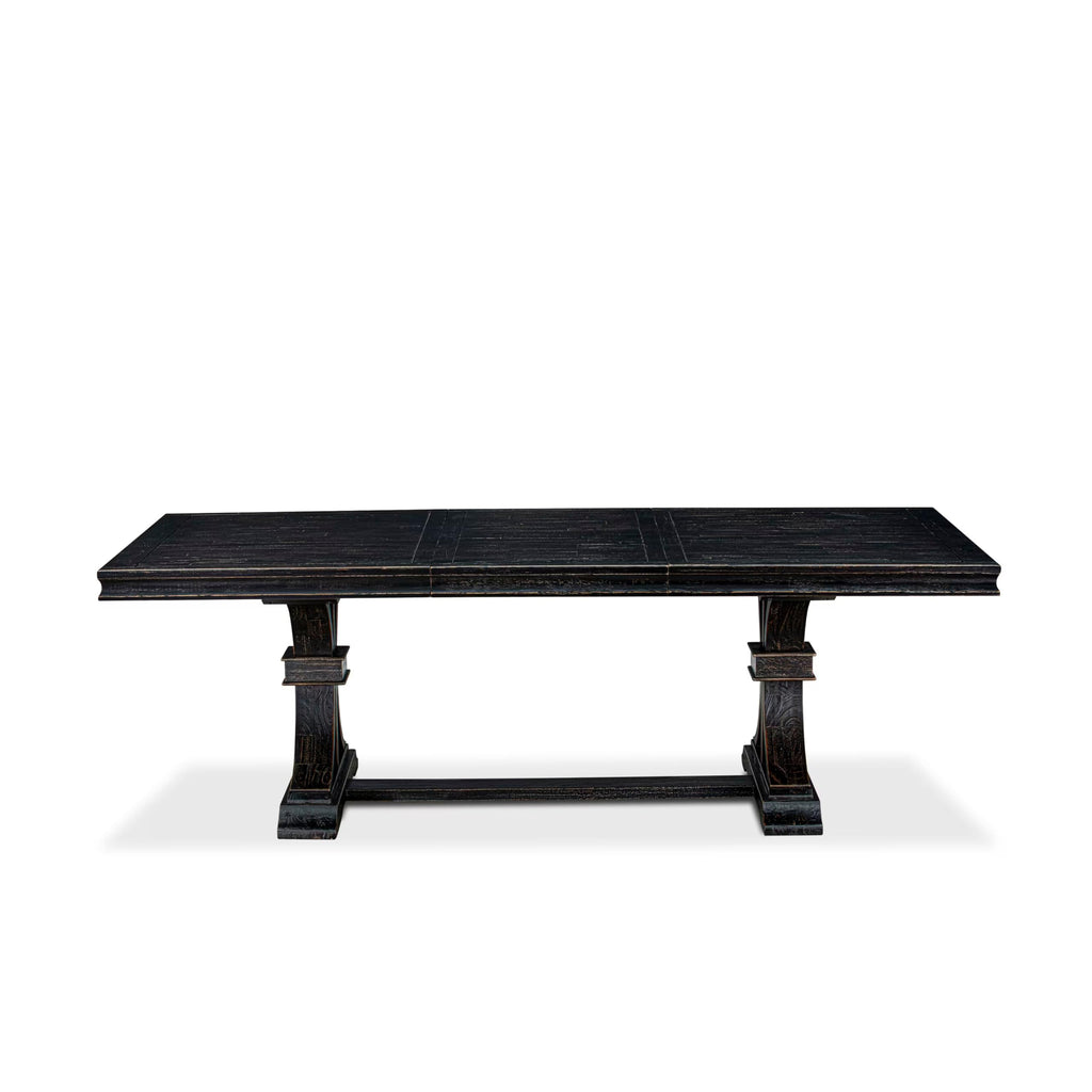 By - LET-SBB-TP - A Mid-Century Dining Table with Removable Rectangular Tabletop - Sand Blasting Black Finish