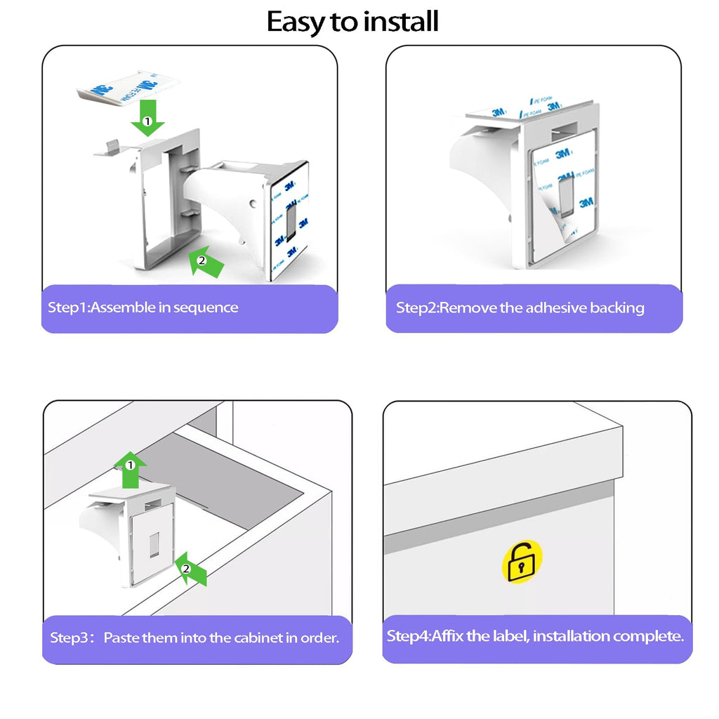 Child Safety Magnetic Cabinet Locks 12Locks & 3 Keys