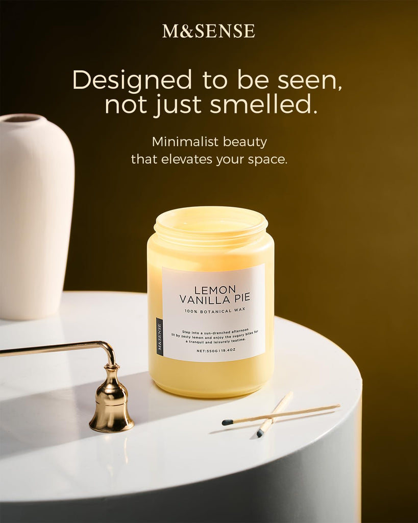 Lemon Vanilla Home Scented Candles, 19.4oz Natural Soy Wax, 110H