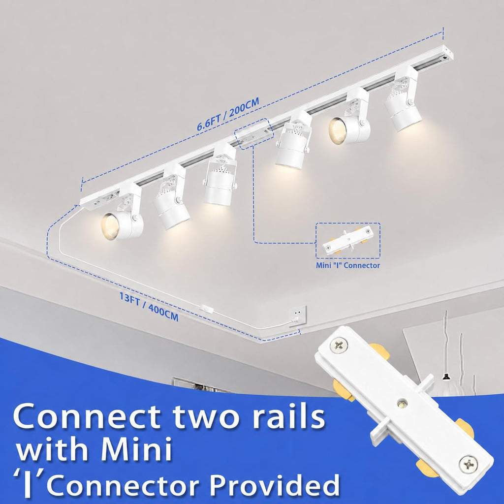 Plug in Track Lighting with Power Cord, 8-Light LED Track Lighting Kit with 6.6FT H Type Track Lighting Rails, Modern