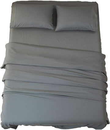 Bed Sheet Set Super Soft Microfiber 1800 Series Luxury Egyptian Sheets 16-Inch Deep Pocket Wrinkle and Hypoallergenic-4 Piece(Queen Dark Grey)