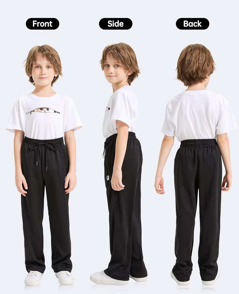 Boys Sweatpants with Zip Pockets 5Pack Athletic Pants Mesh Joggers for Boys