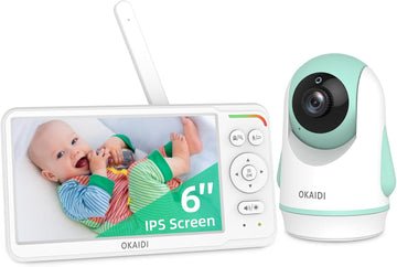 6" IPS Screen Baby Monitor with Camera and Audio, Pan-Tilt-Zoom