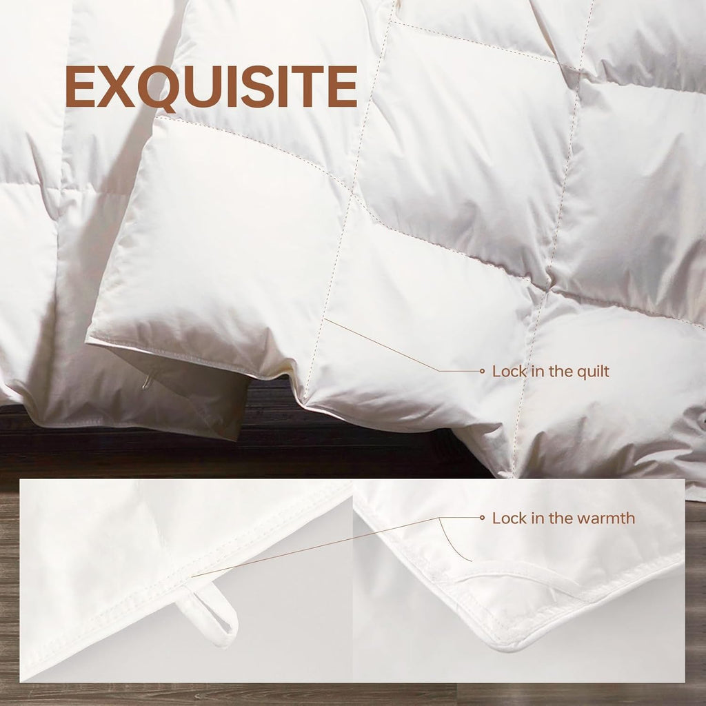 White Goose Down Comforter Queen Size, Winter Duvet Insert