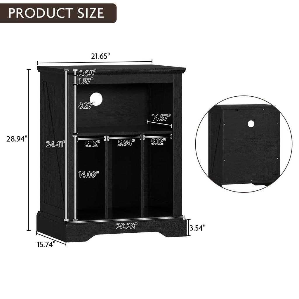 Large Farmhouse Record Player Stand, 31.5" Turntable Stand, Black
