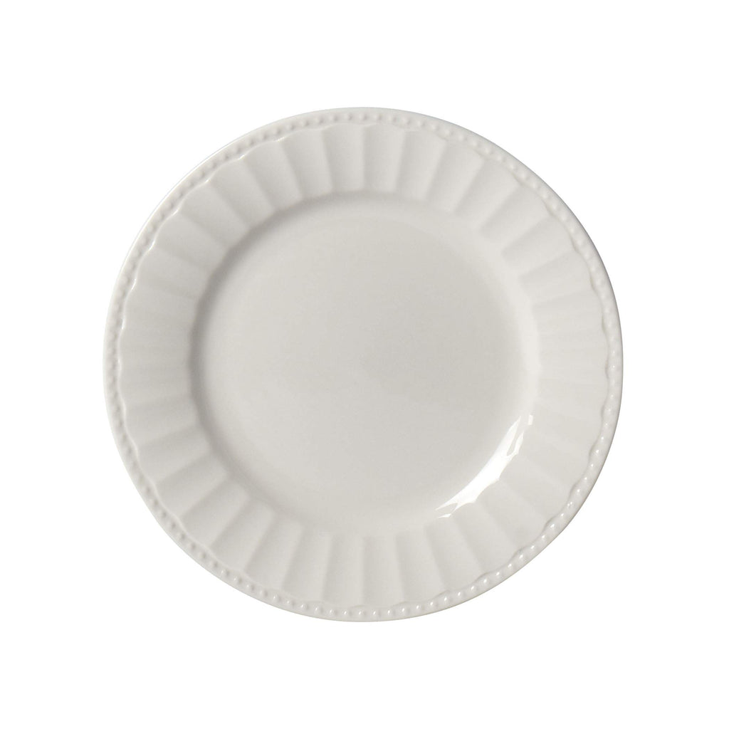 Embossed Bone White Porcelain Round Dinnerware Collection- Chip Resistant Scratch Resistant
