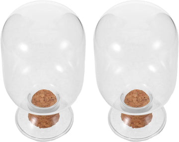 Vintage Inspired Glass Match Cloche Jar with Cork Lid - Set of 2