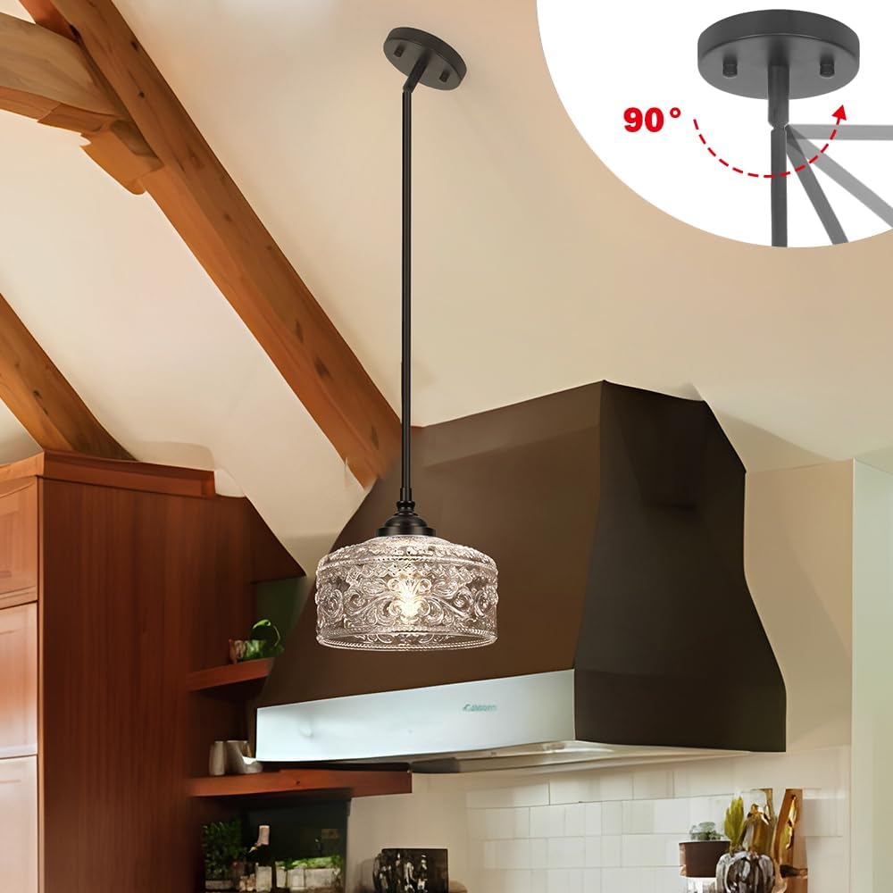 Black Vintage Pendant Lights Kitchen Island, Adjustable Height Kitchen Island Lighting, Bathroom Pendant Light with