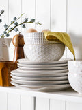 Plates and Bowls Sets for 4, 12 Piece Ceramic Dinnerware Sets, Modern Stoneware Kitchen Dish Set, Chip Resistant