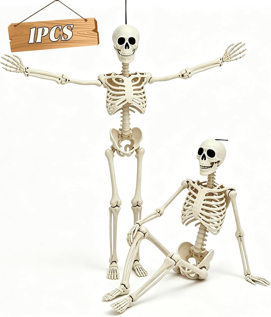 5.75ft Life Size Posable Halloween Skeleton, Movable Joints