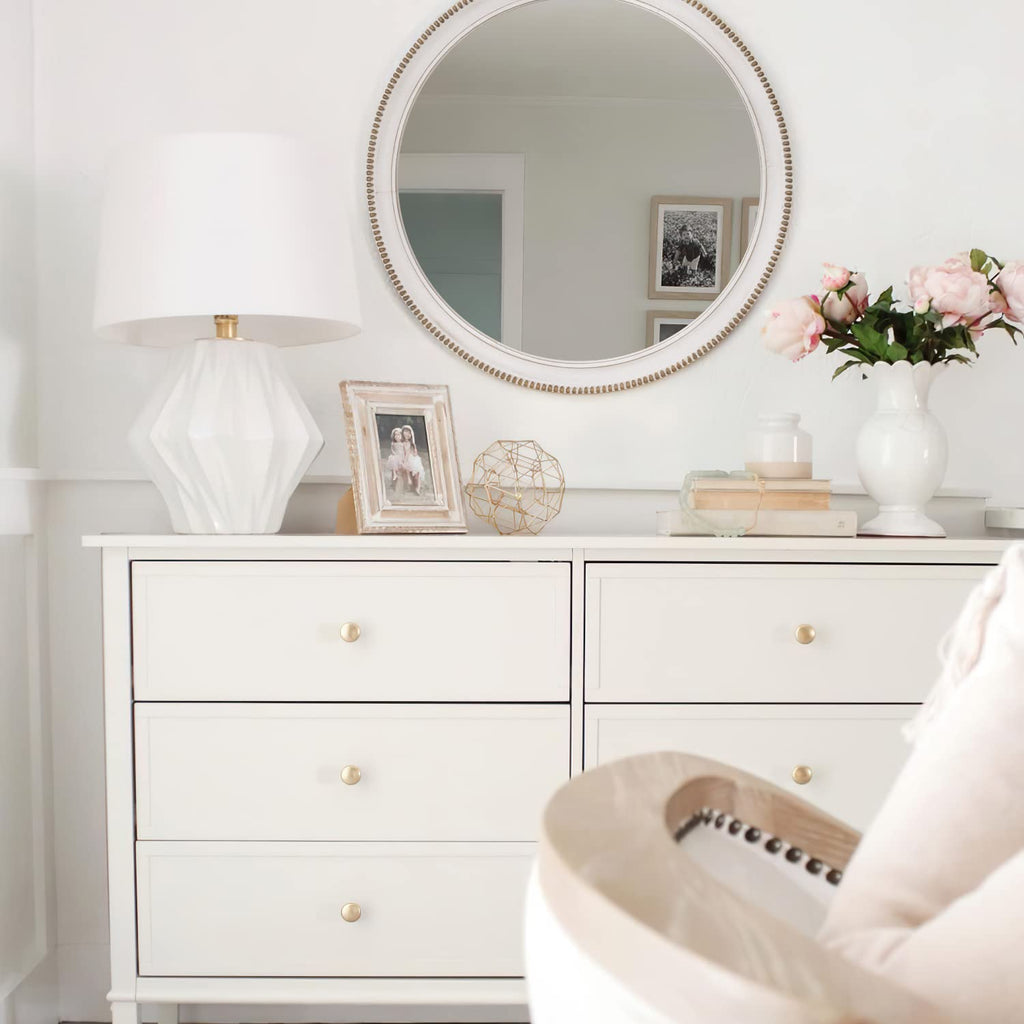 Round Wood Mirror, 28" Circle Farmhouse Vanity Boho Bathroom Wall Mirrors