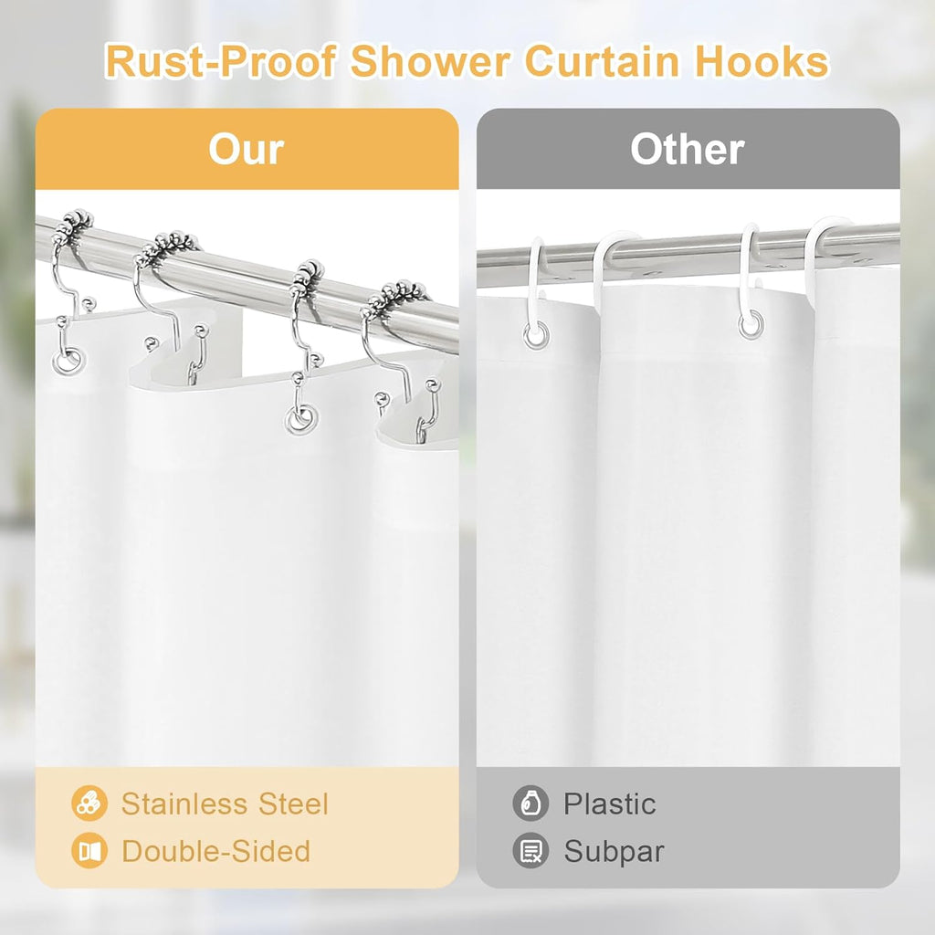 3 in 1 Fog Blue Shower Curtain Set with PEVA Liner & 12 Hooks, 72 x 72 | Fabric shower curtain, modern hotel style
